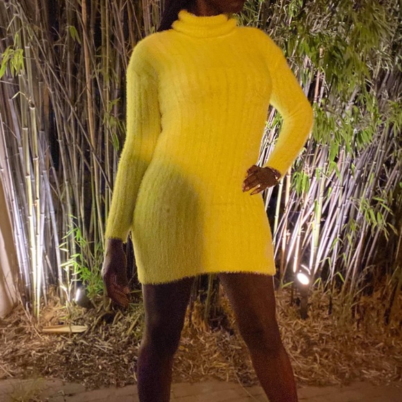 Highlighter yellow/green sweater dress! - Picture 5 of 5
